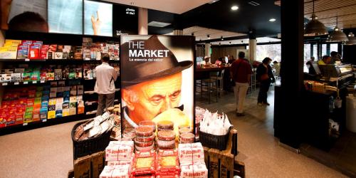 a market with a sign in a store at AS Hoteles Altube in Zuia