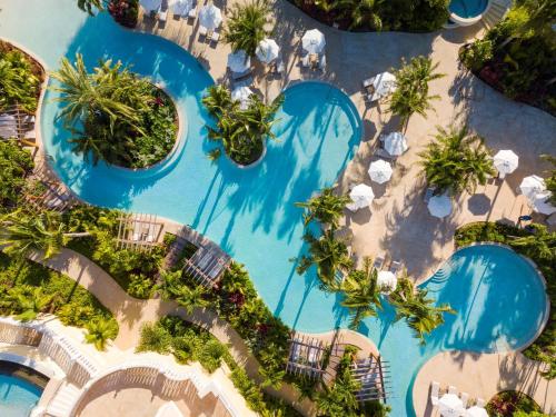 an overhead view of a pool at a resort at Rosewood Baha Mar in Nassau