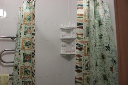 エストサドクにあるRiders of Krasnaya Polyanaのバスルーム(シャワーカーテン、シャワー付)