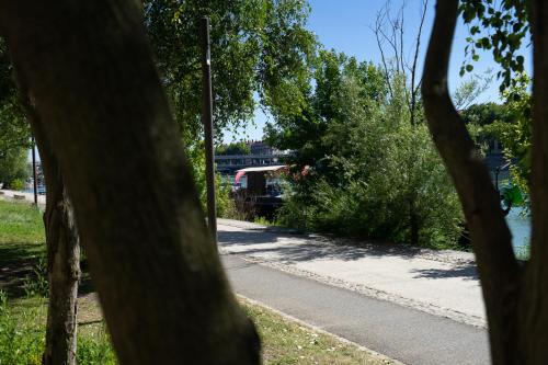 a view of a street through the trees at Chez Tatiana in Lyon