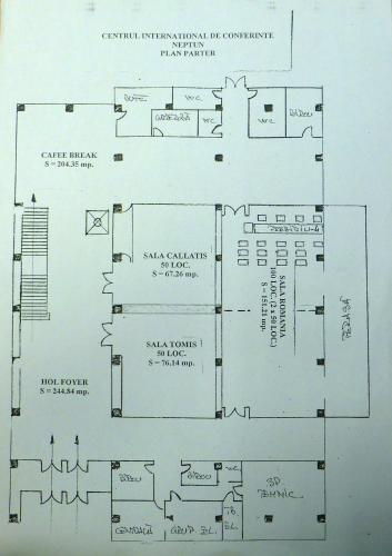 a drawing of a floor plan of a house at Hotel Doina in Neptun
