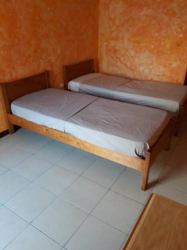 a bedroom with two beds in a room at Turtle Hostel - Private Room - City Center in Sal Rei