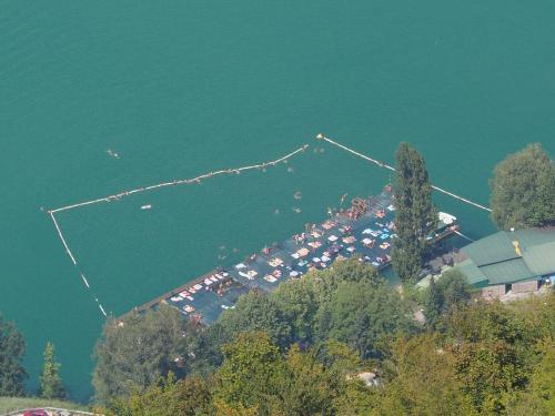 a bunch of boats in the water next to a harbor at Rustic Home Tara in Kaludjerske Bare