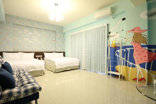 Aegean Sea Baoli B&B tesisinde bir odada yatak veya yataklar