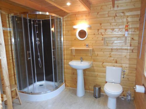 Phòng tắm tại Le chalet bois de Célio