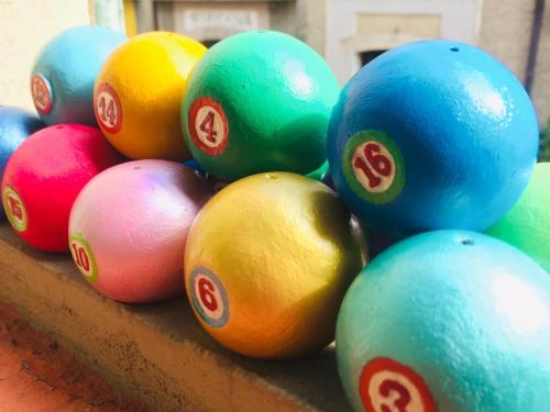 a pile of balls sitting on top of a table at Albergo Ristorante Corsini in Pavullo nel Frignano