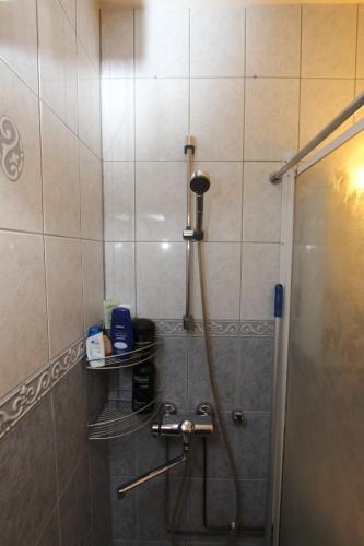 a shower in a bathroom with a shower at 1-Bedroom Apartment with Sauna in Heinola