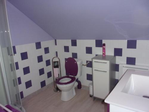 a small bathroom with a toilet and a sink at chez christophe in Beauchêne