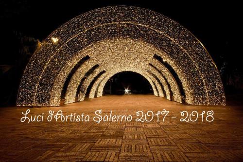 a tunnel covered in christmas lights at night at Locanda della Bottega in Fisciano