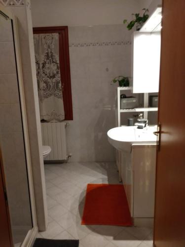 a bathroom with a white sink and a toilet at ANGY HOUSE in Iolanda di Savoia