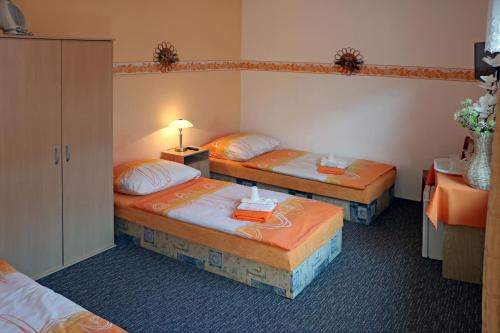 a room with two beds in a room at ABEN & HANA penzion in Modřice