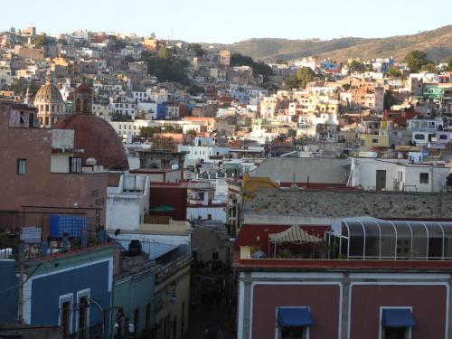 a view of a city with buildings at Casa del Temezcuitate in Guanajuato