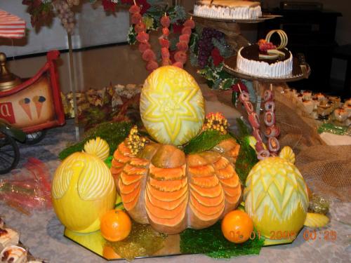 a table with pumpkins in the shape of a pumpkin at Hotel San Francisco Spiaggia in Rimini