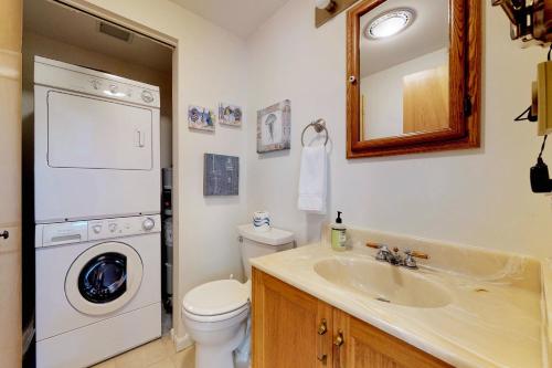 a bathroom with a sink and a washing machine at By the Sea in Old Orchard Beach