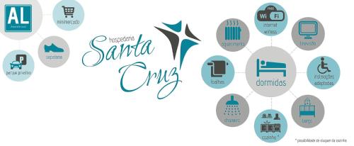 une illustration vectorielle de différentes icônes de produits sanitaires dans l'établissement Hospedaria Santa Cruz, à Seia