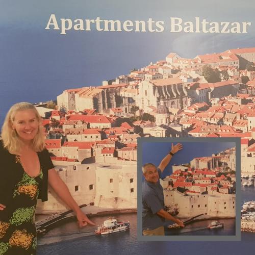 a collage of photos of a man and a woman at Apartments Baltazar in Dubrovnik