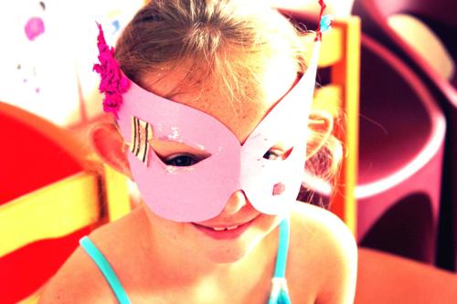 a girl with a mask on her face at Aparthotel Cye Holiday Centre in Salou