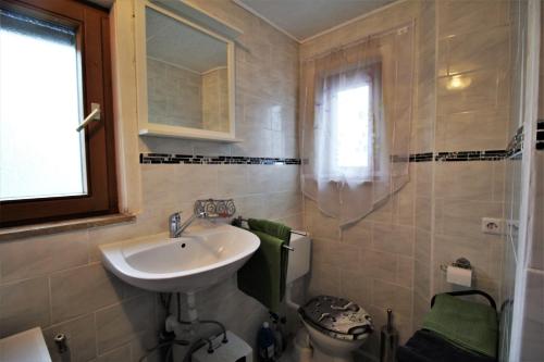 W łazience znajduje się umywalka i prysznic. w obiekcie Monteurhaus Burgberg - Giengen an der Brenz w mieście Burgberg