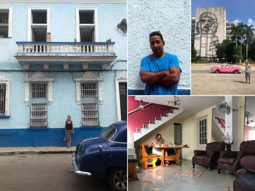 a collage of photos of a man and a house at Casa Estrella Azul in Havana