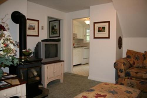 a living room with a television and a couch at Burley's Executive Garden Suite in Peterborough