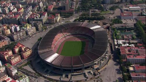 an aerial view of a soccer stadium at bed & breakfast De Bono in Naples