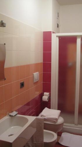 a bathroom with a toilet and a sink and a shower at SPIEDO IMPERIALE - Locanda e Ristorante in Cotignola