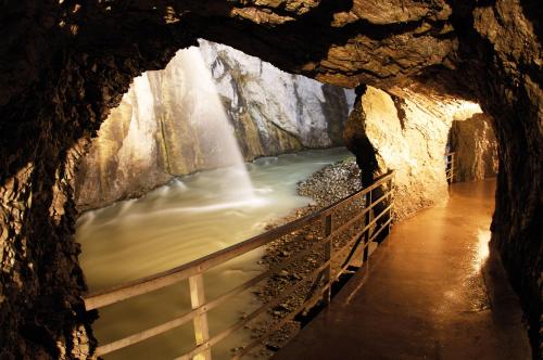 a view of a river in a cave at Pension Staldacher in Hasliberg
