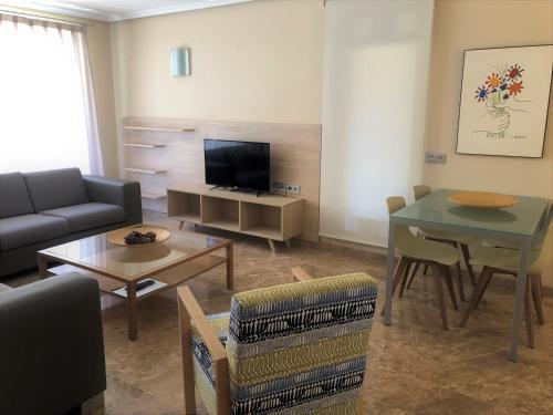 Телевизор и/или развлекательный центр в Apartamentos Plaza Picasso