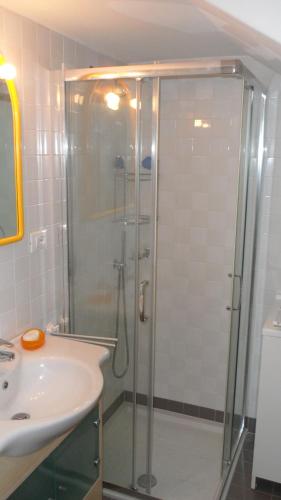 a bathroom with a shower and a sink at CASA FLAMINIA in Pesaro