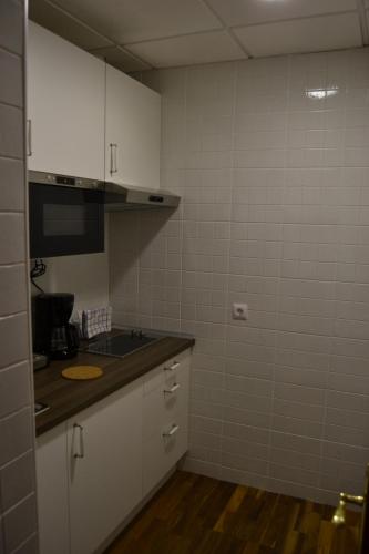 Kuchyň nebo kuchyňský kout v ubytování Hostal Jentoft