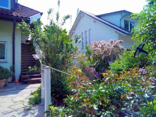 einen Blumengarten vor einem Haus in der Unterkunft Ferienwohnung Wiedmann in Tübingen