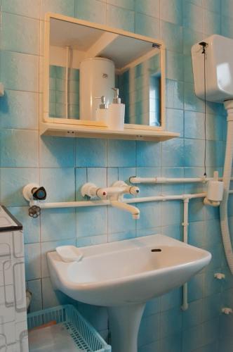 a bathroom with a sink and a mirror at Guest House Ozon in Soko Banja