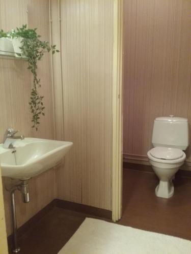 Łazienka z białą toaletą i umywalką w obiekcie RBA RentHouse Apartment 2 w mieście Nedervetil