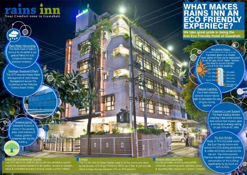 a poster of a building at night at Hotel Rains Inn in Guwahati