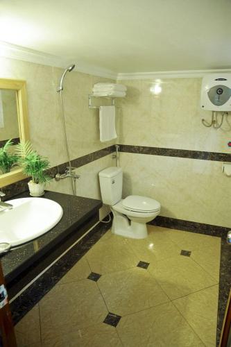 a bathroom with a toilet and a sink at Hoang Giang Homestay in Ninh Binh