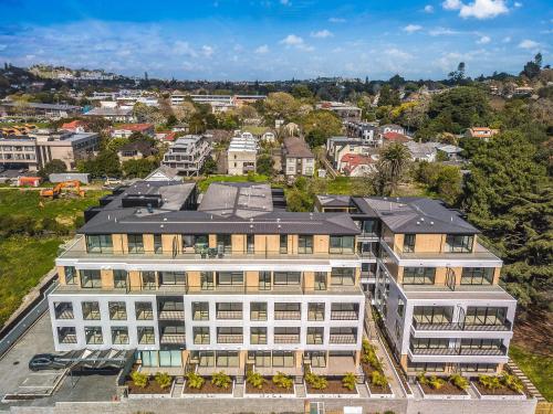 an aerial view of a building in a city at The Edgerley Suites in Auckland