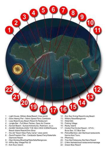 a map of the earth with red arrows at Sunny Bungalow in Koh Rong Sanloem