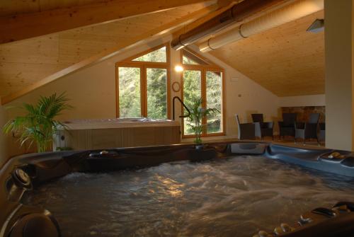 a large jacuzzi tub in a room at Hotel Sole Family Hotel in Predazzo