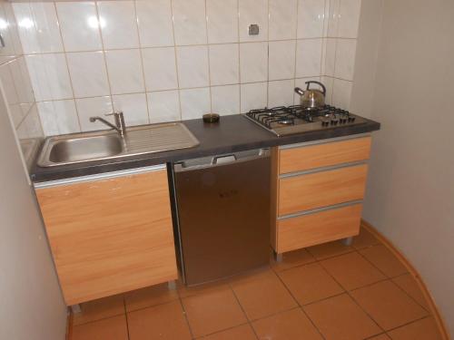 Η κουζίνα ή μικρή κουζίνα στο Hostel "Na Bocianowie"