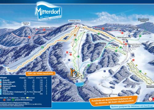 a map of the ski slope at mineralord at Apartment Almberg in Mitterfirmiansreut
