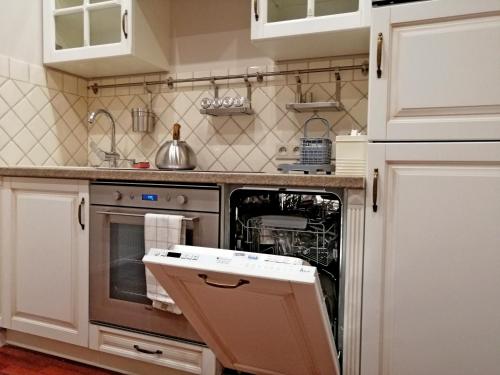 Kuchyňa alebo kuchynka v ubytovaní apartament