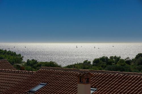 a view of the water with sailboats on it at Casa Mia Apartments in Premantura