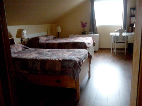 a bedroom with two beds and a window at Pension B&B Dodeman in Saint-Pierre
