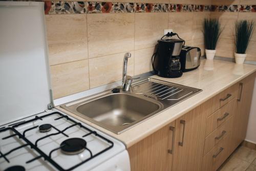 Dapur atau dapur kecil di Apartament Piata Mica