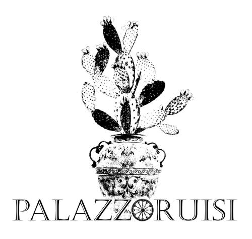 a black and white drawing of a cactus in a pot at Palazzo Ruisi in Scordia