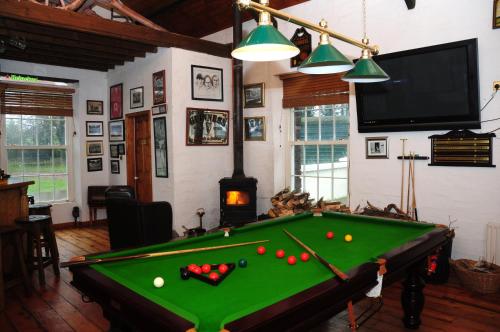 a living room with a pool table and a tv at Cannaway House B&B in Macroom
