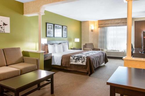 pokój hotelowy z łóżkiem i kanapą w obiekcie Sleep Inn & Suites Oregon w mieście Oregon