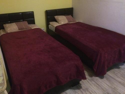 two beds sitting next to each other in a room at Kuldkaru Manor in Valaste
