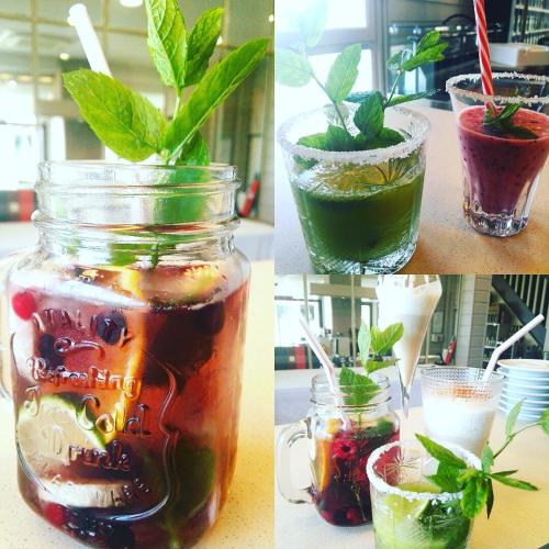 a collage of four pictures of a jar with a plant in it at Le Mascaret - Restaurant Hotel Spa - Teritoria in Blainville-sur-Mer