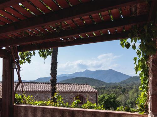 a view from the window of a winery at Mas Teixidor in Crespiá